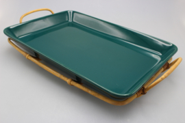 SCHAAL MET ROTAN HOUDER - GROEN