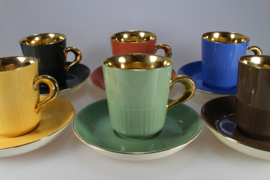 DEMITASSE AND SAUCER - GREEN / GOLD