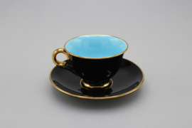 MOKKAKOP EN SCHOTEL 'PALETT' - TURQUOISE BLAUW