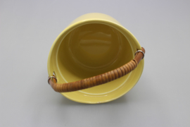 JAM POT W/ RATTAN HANDLE - YELLOW