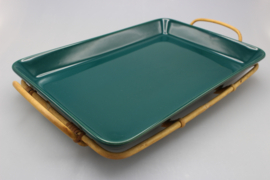 SCHAAL MET ROTAN HOUDER - GROEN