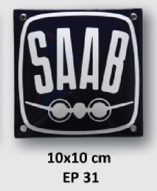 Saab Emaille bord 10x10 cm