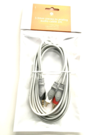 3,5mm stereo to analog audio cable 2x RCA 2m