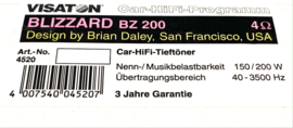 Visaton BZ200 150W/4E BLIZZARD 4 ohm