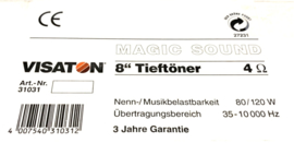 MS 8" Tieftöner, 4 Ohm, Visaton 31031, Magic Sound