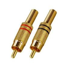 Connector RCA Male Metaal Goud/ 2x Rood 2x zwart