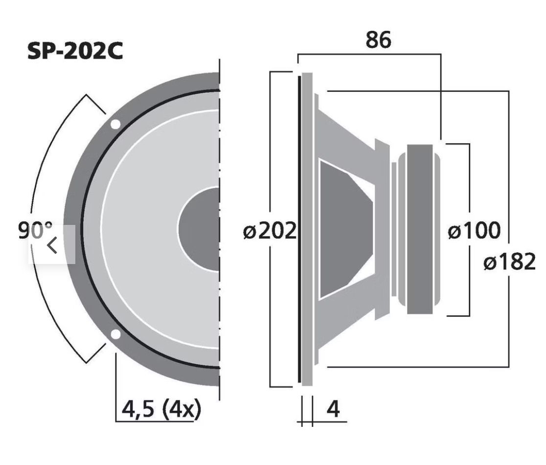 Carpower SP-202C Auto-Hifi-woofer Monacor 200 WMAX 4Ω