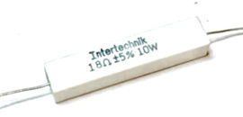 INTERTECHNIK WAX10, Keramische draadweerstand, 18ohm,10W, 5%