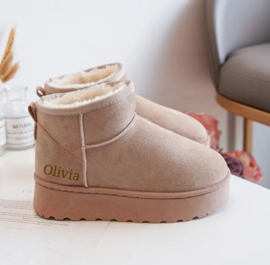 Fashion warm boots Beige (met naam bruin)