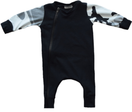 Black with camo grey onesie