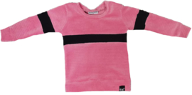 Rib fuchsia met zwart streep horizontaal sweater