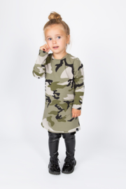 Green camo aline with leather legging
