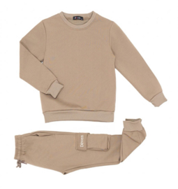 Comfy joggingpak Beige (met naam broek wit)