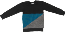 Petrol/grijs/zwart sweatshirt