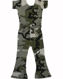 Camo green flared jumpsuit