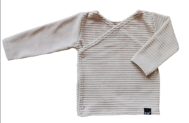 Beige rib velours overslag shirt