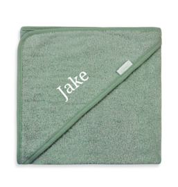 Badcape stone green met naam geborduurd