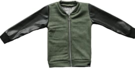 Green leather bomber