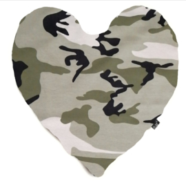 Hart camo groen kussen