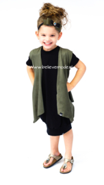 Suede green sleeveless cardigan