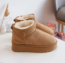 Fashion warm boots Camel (met naam bruin)
