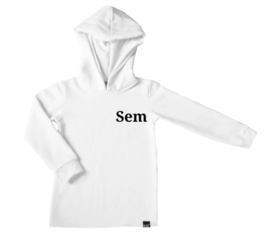 Wit long hoodie naam