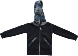 Camo blue hooded cardigan