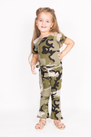 Camo green flared jumpsuit