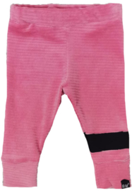 Rib fuchsia met zwart streep been broek