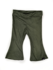 Green suède flared pants