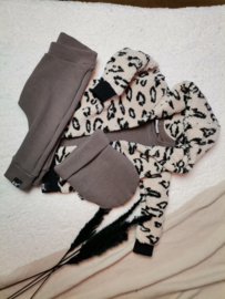 Teddy beige panter capuchon vestje