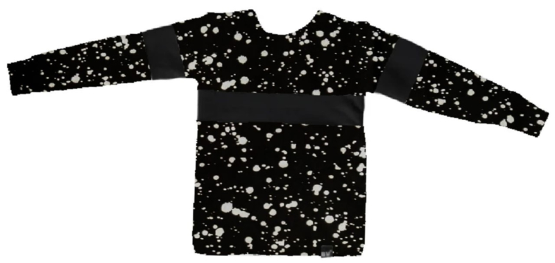 Verf met zwart shirt | Shirtjes | Believe mode Zwart verf long tshirt | Long t shirt | Believe mode