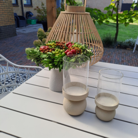 Kandelaar op voet  Creme 9x20cm