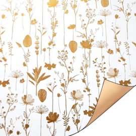 Inpakpapier | Golden Flowers | 30*2meter