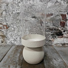 Kandelaar op voet  Creme 9x20cm