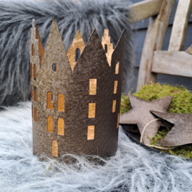Waxinehouder | Alu | Huis| 10x15cm