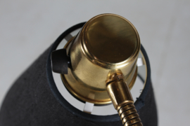 Pair of Scandinavian Adjustable Floor Lamps of Black Lacquer and Brass 1940s. Scandinavian Modern.