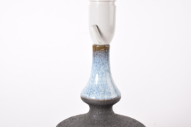 Danish Sculptural Table Lamp Blue Brown Glazed & Unglazed, by Helge Bjufstrøm, Modern Ceramic 1960s - 1970s