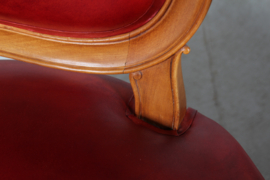 Pair Danish Rococo Armchairs of Walnut and Red Aniline Leather from ca. 1880