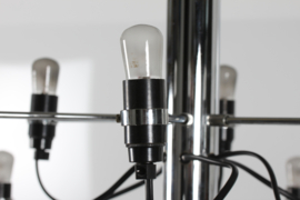Large Gino Sarfatti 30 Armed Chrome Chandelier Model 2097 Made by Flos, 1980s