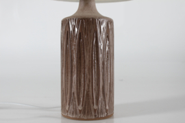Danish Einar Johansen Table Lamp With Graphical Design and Light Brown Glaze + New Shade. Mid-century Design.