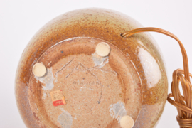 Kähler HAK Large Ceramic Table Lamp with Beige Speckled Glaze, Mid-century Ceramic