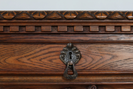 Historicism Sideboard Credenza Hand Carved Oak with Beautiful Details Danish Cabinetmaker, 1940s