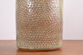 Danish Einar Johansen for Søholm Ceramic Floor Vase Beige Brown Dot Decor, 1960s, 44 cm / 17"