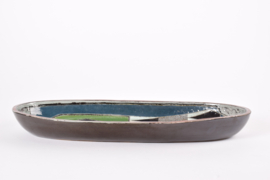 Danish Kähler Huge Oblong Ceramic Bowl Stylised Bird by Gete Petersen HAK 1950s, 50 cm / 20"