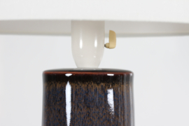 Tall Midnight Blue Carl-Harry Staalhane Table Lamp by Rörstrand in Sweden with New Shade, 1960s. Scandinavian Modern Lightning.
