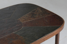 Paul Kingma Style Coffee Table of Dark Stained Oak with Slate Table Top Denmark 1980s