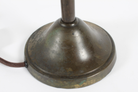 Bauhaus Telescopic and Flexible Desk Lamp of Brass with Brown Patina. In the Style of Christian Dell/Kaiser Idell 1930s.