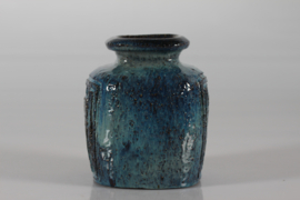 Artistic Vase by Danish Sejer Ceramic Studio Brutalist Style Pottery, Rustic with Blue Glaze 1970s. Danish Modern Ceramics.