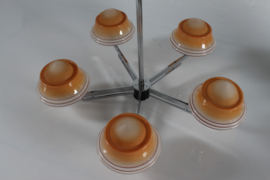 Art Deco Chandelier 5-armed with Handmade Shades by Fog & Mørup Denmark 1940s